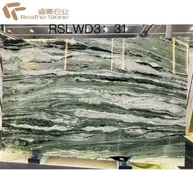 Victoria Green Marble-Slab đá tự nhiên màu xanh lá cây sang trọng cho bàn trên bàn trên bàn