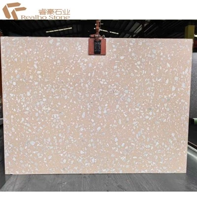 Worktop terrazzo màu hồng vô cơ