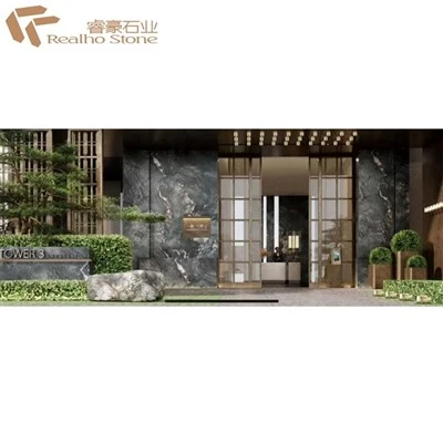 Tấm đá cẩm thạch màu xanh lá cây Versace cho Tường gạch Tầng trên cùng đảo ngược