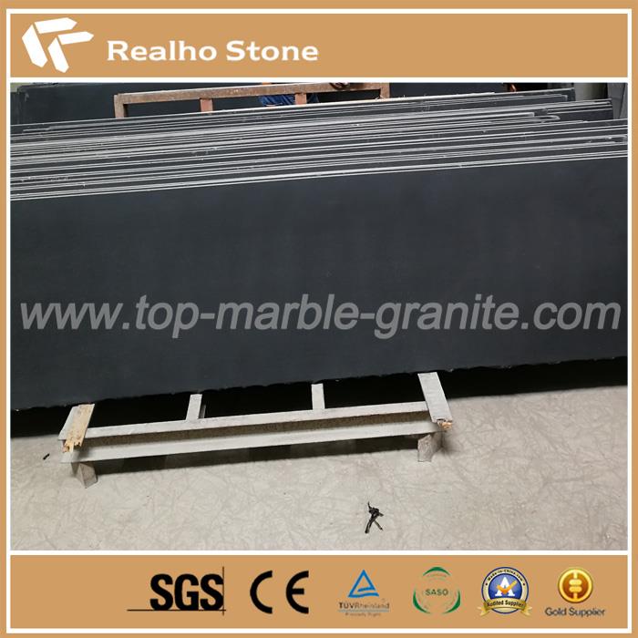 Absolute Black Mongolian Black Leather Finish Granite For Countertop