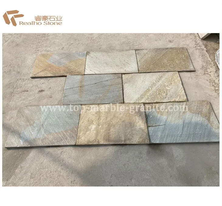 Màu rỉ sét màu vàng tấm lát sàn bằng đá phiến cho ngói ngoài trời