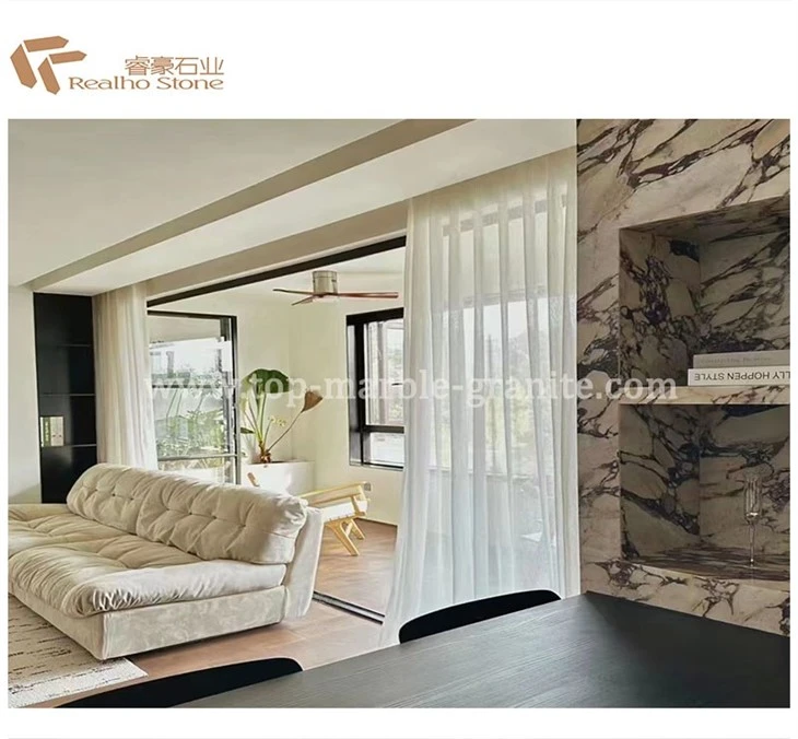 calacatta violet slab wall