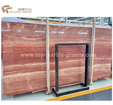 Tấm Travertine đỏ cho tường và mặt bàn